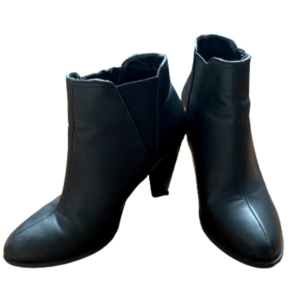 Black Leather Booties by BAMBOO
